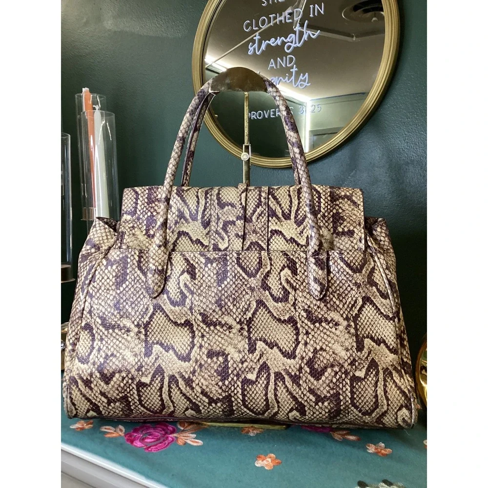 Margot New‎ York Satchel Bag Large Snakeskin Embossed Leather